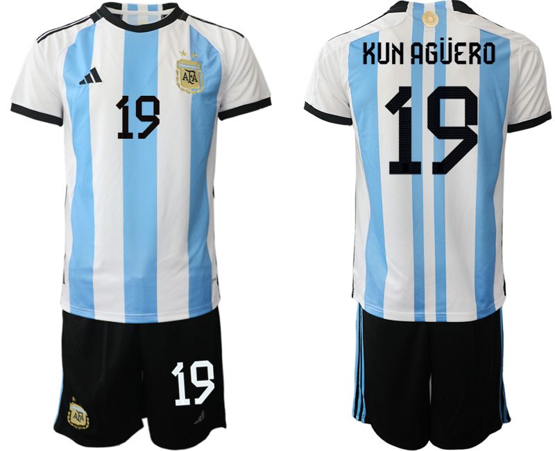 Men 2022 World Cup National Team Argentina home white #19 Soccer Jerseys